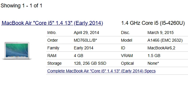 Apple MacBook Air A1466 13'' 2014 i5-4260U 4GB RAM Battery *For Parts* AS IS - Image 2 of 4