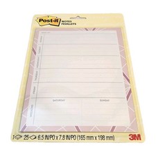 Post It Notes Weekly To Do List 6.5 x 7.8 Pink Qty: 25