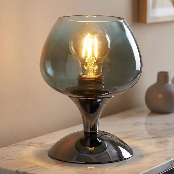 Tischlampe Tischleuchte Nachttischlampe Glas GrüN Led Wohnzimmerlampe H 20,5 Cm-image