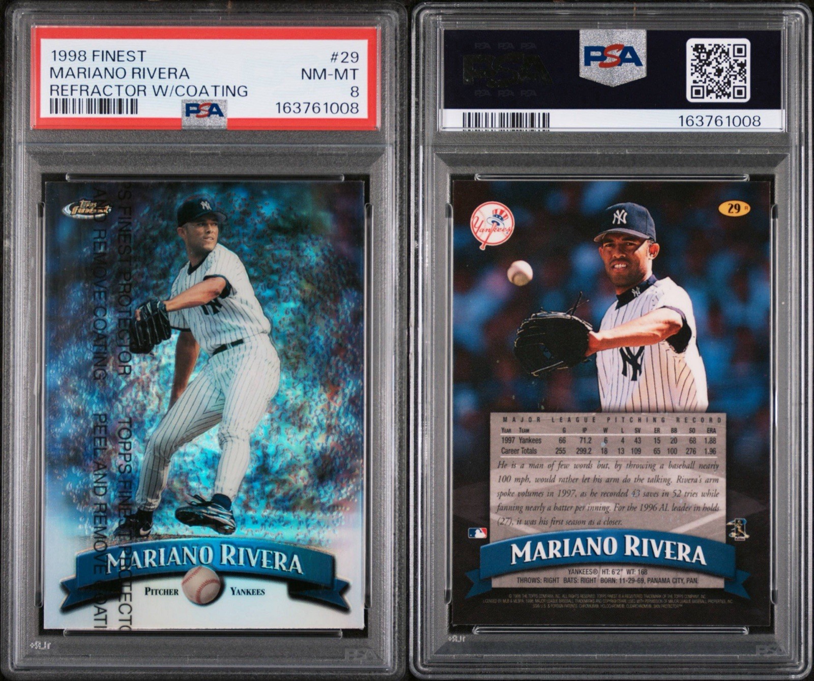 1998 Topps Finest - Mariano Rivera #29 Refractor view 3