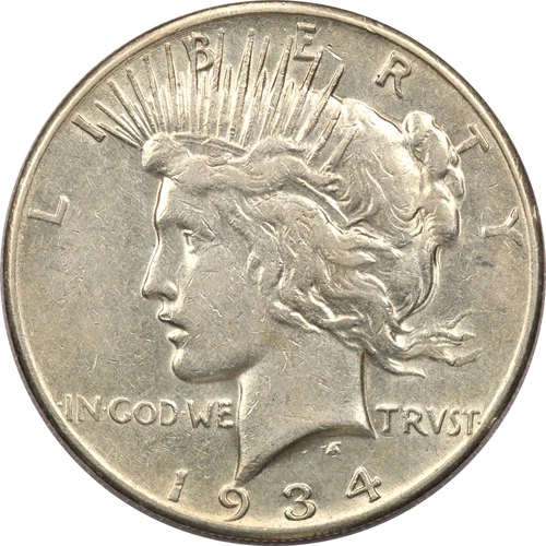 1934-S Peace Silver Dollar $1, About Uncirculated AU