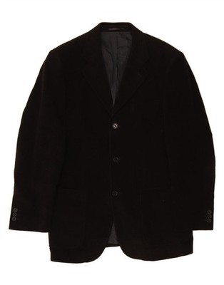MASSIMO DUTTI Mens 3 Button Blazer Jacket IT 50 Large Black Cotton AP08