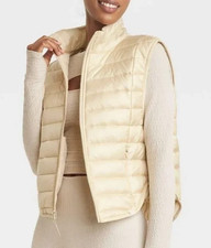 JoyLab Women's Quilted Puffer Vest - Cream Size Medium