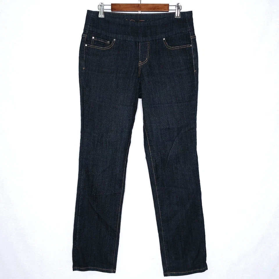 Jag Mujer Elástico Cintura Tirar de Vaqueros Rectos Talla 10 Elástico Slim Fit Negro Foto 3 de 4