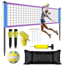 32FT Volleyball Net Set Height Adjustable Portable for Beach Sports w/ Carry Bag