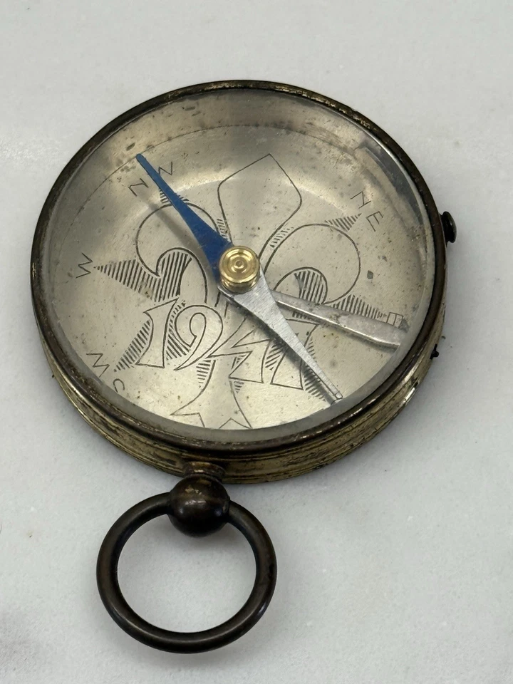 1947 Boy Scout World Jamboree French brass compass with transit lock Rare - Image 4 of 4