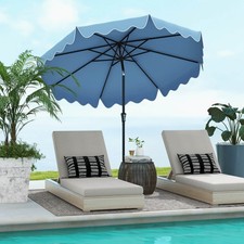 Patio 9 FT Umbrella 2-Tier Market Table Umbrella w/ Sun-Protective Canopy