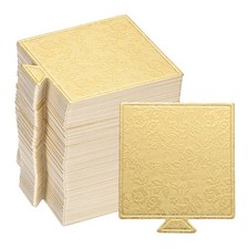 100 piezas Mini Tableros para Pasteles, Cartones para Pasteles Mousse Bases Cuadradas para Pasteles (Dorado)