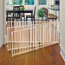 60"-103" Extra-Wide Swing Baby Safety Gate Fence Door Natural Wood Child Dog Cat