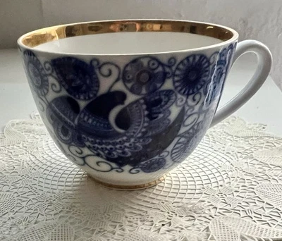LFZ Lomonosov Porzellan Tasse "Feuervogel" Kobaltblau UdSSR 1. Sorte Vintage - Bild 1 von 4