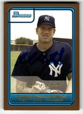 2006 Bowman Draft Picks & Prospects Zach McAllister #DP17 Yankees AUTO ON CARD