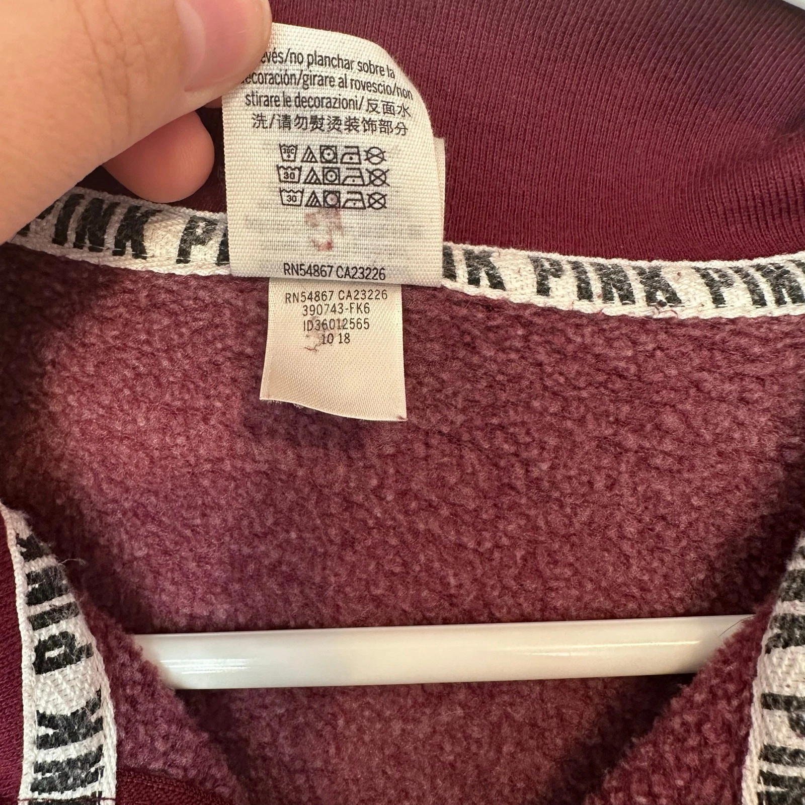 UNDERCOVER Felpa Victoria’s Secret ROSA Quarto Zip Taglia L Marrone Mimetica Logo Cane