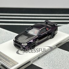 MOTORHELIX 1/64 Nissan GT-R R34 Customized Purple Carbon Diecast Car Model