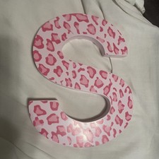 Wooden Wall Letter A Hanging 9 In By 7 1/2 In Pink Cheetah Print 3/4 In Thick
