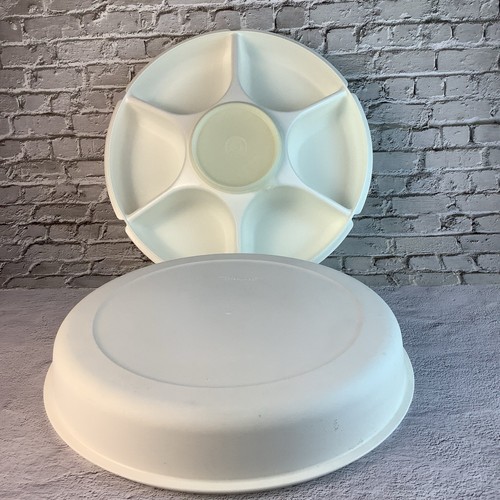 Vintage 1970’s Tupperware #1666-4 Divided Serving Tray With Lid White Color - Bild 7 von 8