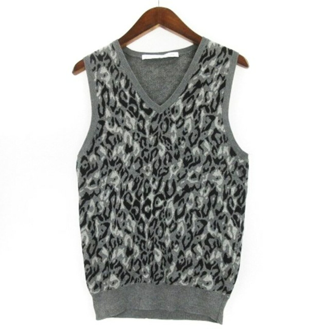 John Lawrence Sullivan Knit Vest Leopard Print Pullover Grey John Lawrence Sullivan Knit Vest Leopard Print Pullover Grey