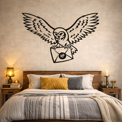Zauberer Schule inspiriert Eule Buchstabe Wandtattoo Vinyl Aufkleber Schlafzimmer Wohndeko