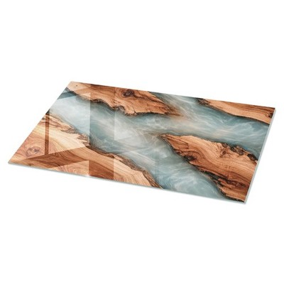 Glas Tischplatte zum Auflegen mit Dekorativem Premiumdruck Wood River 140x70 cm