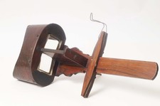 F84072 Stereoscope Viewer  c.1870s Early Wood  One Flip-up View Holder Missing
