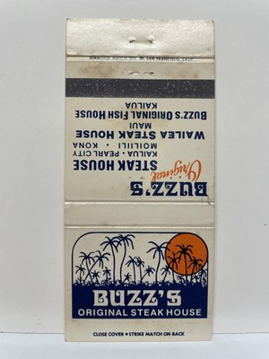 Original Matchbook Cover Buzzs Original Steak House & Fish House Hawaii