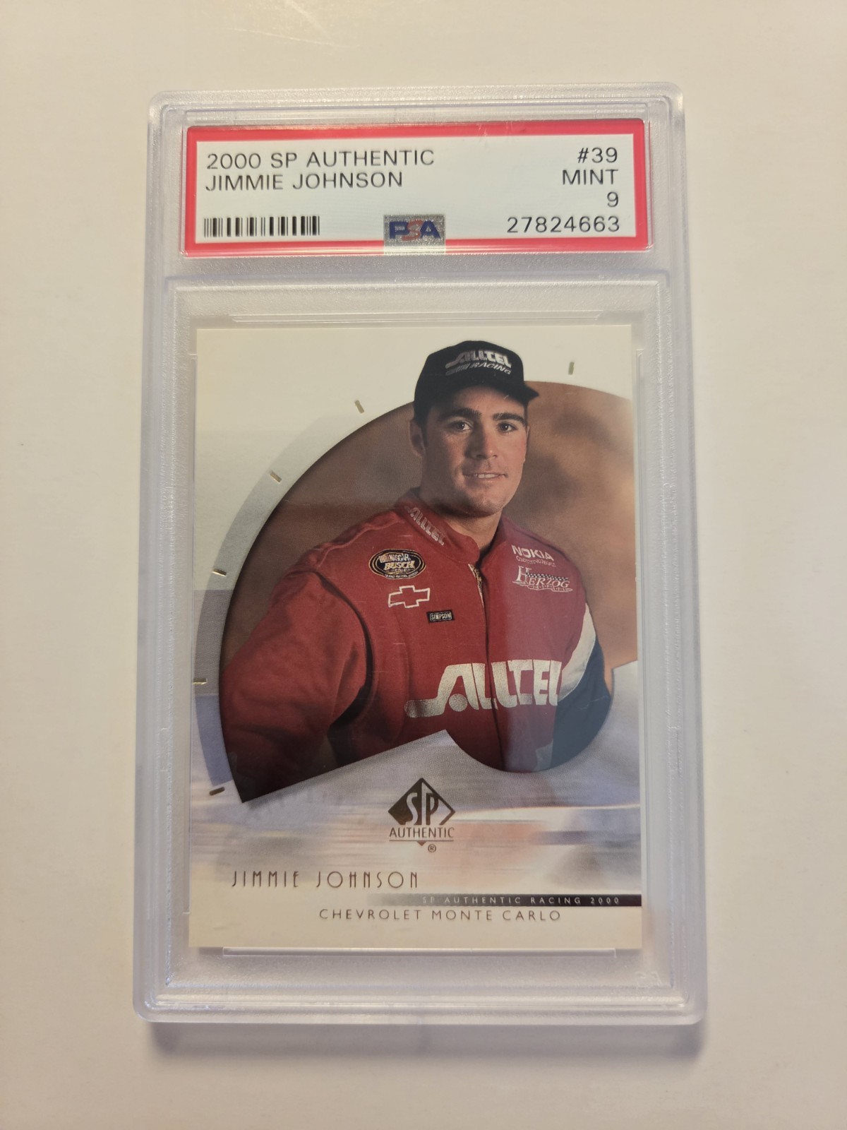 "7-TIME" CUP CHAMP JIMMIE JOHNSON 2000 "SP AUTHENTIC" #39 ROOKIE CARD PSA 9 MINT view 1