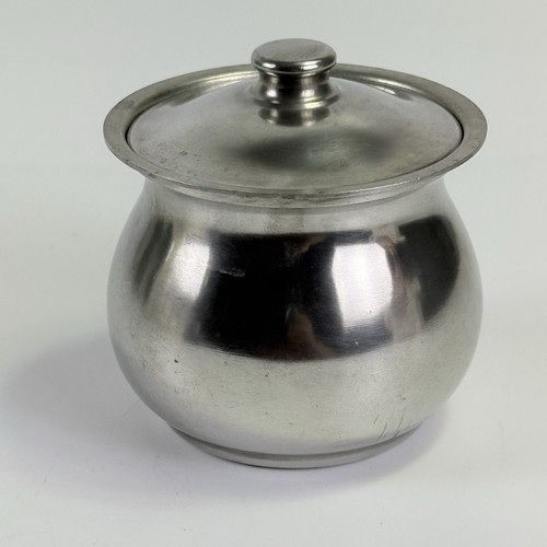 Vintage Web Pewter Lidded Sugar Bowl Trinket Pot Handi Style Covered Dish 3"
