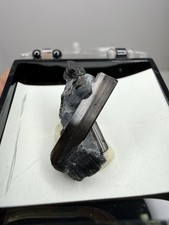 Natural Tourmaline On Quartz Crystal Mineral Specimen In Perky Box Pakistan