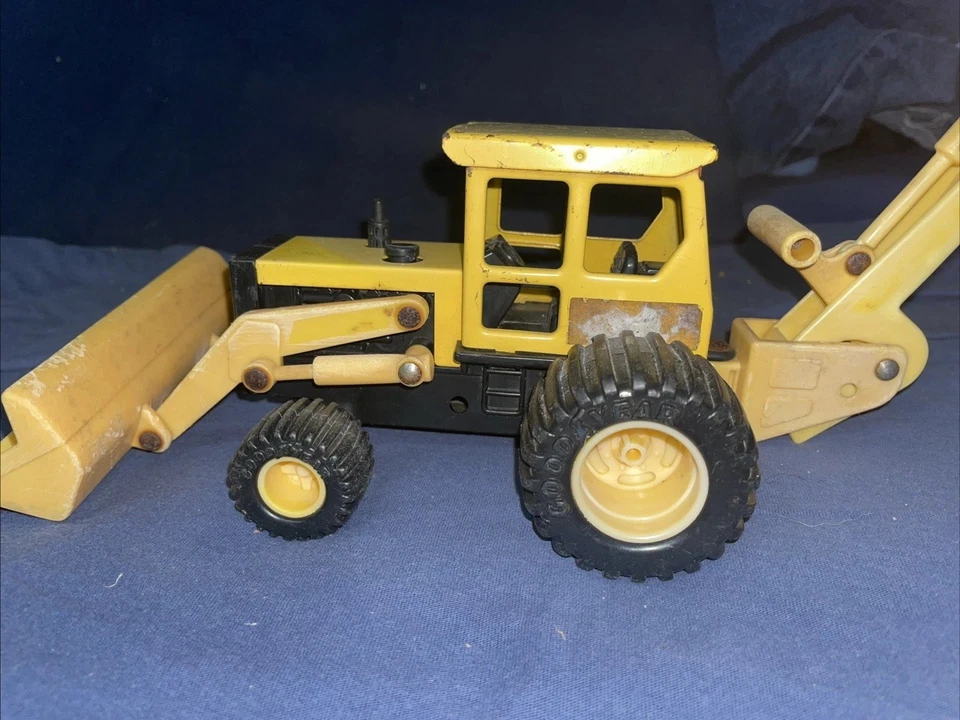 Neumáticos de goma de acero prensado cargador frontal/retroexcavadora vintage Remco amarillo/naranja Foto 2 de 4