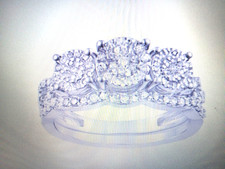 HALO ETERNITY ROUND GENUINE DIAMOND WEDDING ENGAGEMENT RING SET  BONUS SZ 5-9