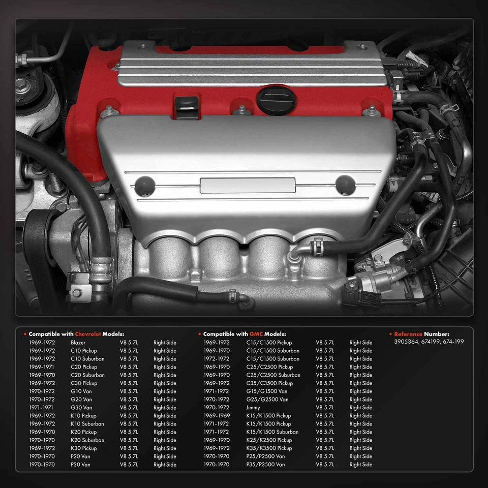 右排气歧管适用于雪佛兰 Blazer C10 拾音器 C10 Suburban GMC Jimmy — 第 2/4 张图片