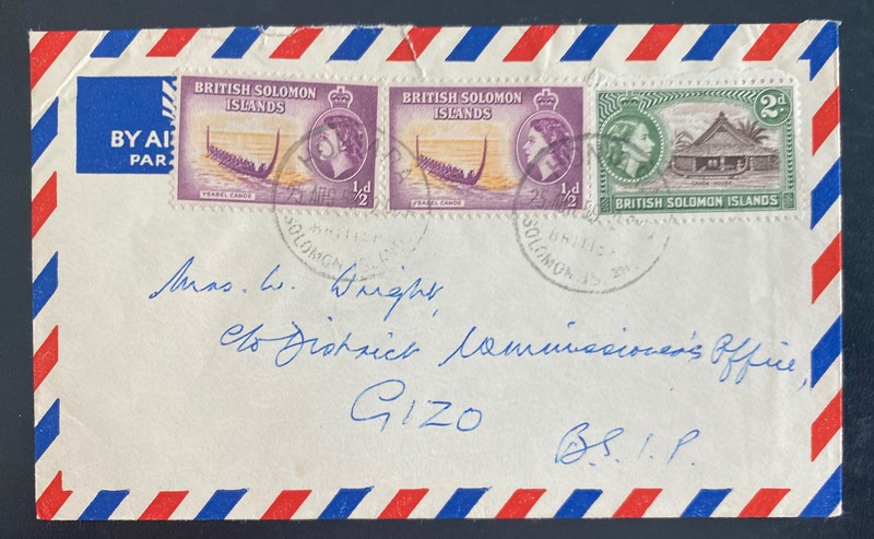 1959 Honiara British Solomon Islands Airmail Cover To Gizo