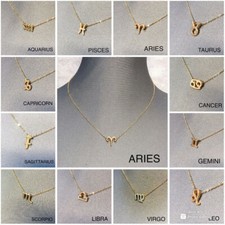 Zodiac Sign 3D Dainty Pendant Constellation Chain Necklace Signo del Zodiaco