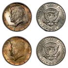 2-Coin 1965 Kennedy Half Dollars End Cap Rainbow Toning VIDEO - .29 ASW - H3164