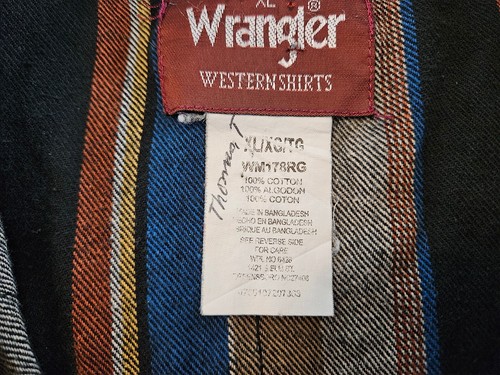 Wrangler Herren XL Langarm Pearl Snap Button Down Hemd gestreift Western - Bild 19 von 20