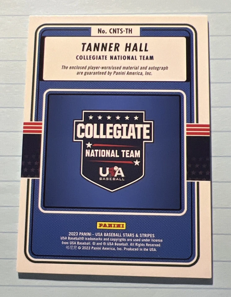2023 Panini USA Stars & Stripes Auto Relic Tanner Hall RC Twins - Image 2 of 2