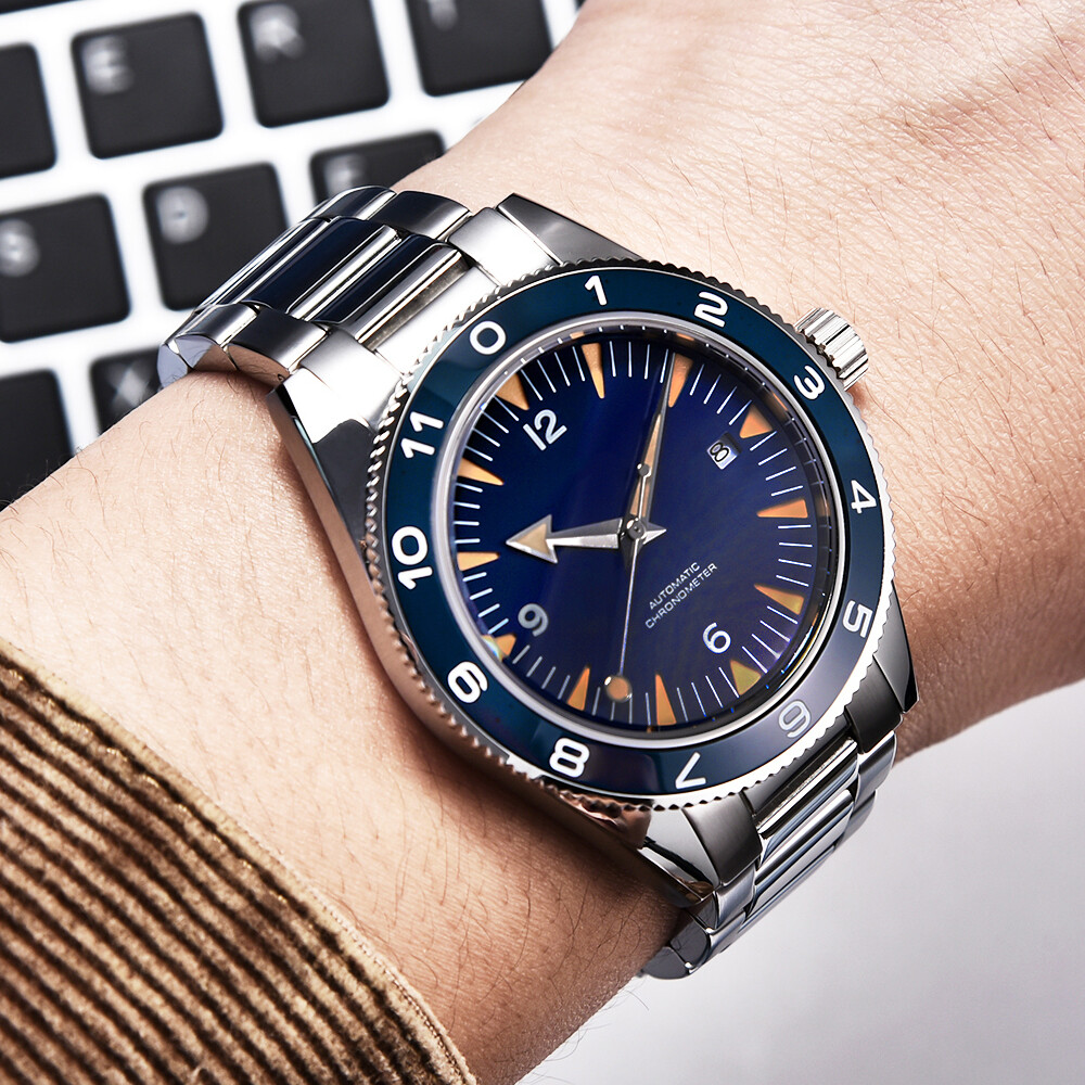 Homage Corgeut Seamaster 300 41mm Corgeut Steel Strap Blue Dial