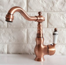 Antique Red Copper Ceramic Handle Kitchen Faucet Bathroom Sink Mixer Tap 2nf403
