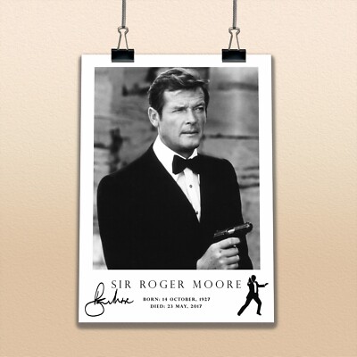 Roger Moore 8 englische Schauspieler Poster James Bond Bild schwarz weiß Tribute Foto
