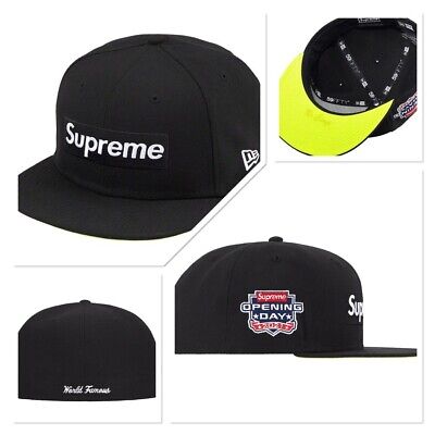 Supreme FW21 No Comp Box Logo New Era Fitted Cap Black Opening Day 7 3/8  NEW | eBay