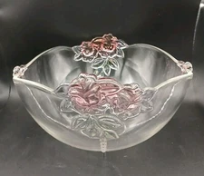 Vintage Beautiful 1990s Mikasa Crystal Rose Raised Patern 10" Serving Bowl