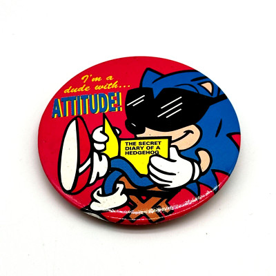 Sonic The Hedgehog 2 Sega Enterprises LTD Diary Segasonic Pin Button 1990s