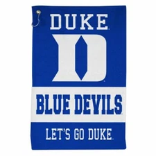 DUKE BLUE DEVILS ALL PURPOSE GOLF TAILGATE TOWEL 16"X25" HOOK AND GROMMET 