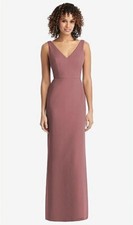 Social Bridesmaid Sleeveless Tie Back Chiffon Trumpet Gown in Rosewood Size 6