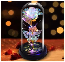 Eternal Galaxy Rose in Glass Dome | LED Lights | Long Battery | Perfect Gift 🌹