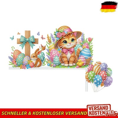 Happy Easter 5D DIY Diamond Painting Door Corner Sign for Door Wall Decor