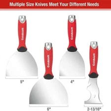 Goldblatt 4PC Joint Knife Taping Knife 4''5'' 6'' Putty Knife Multi Tool Scraper