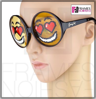 LINDA FARROW Jeremy Scott Black Emoji EMOTICON2 Smiley Round