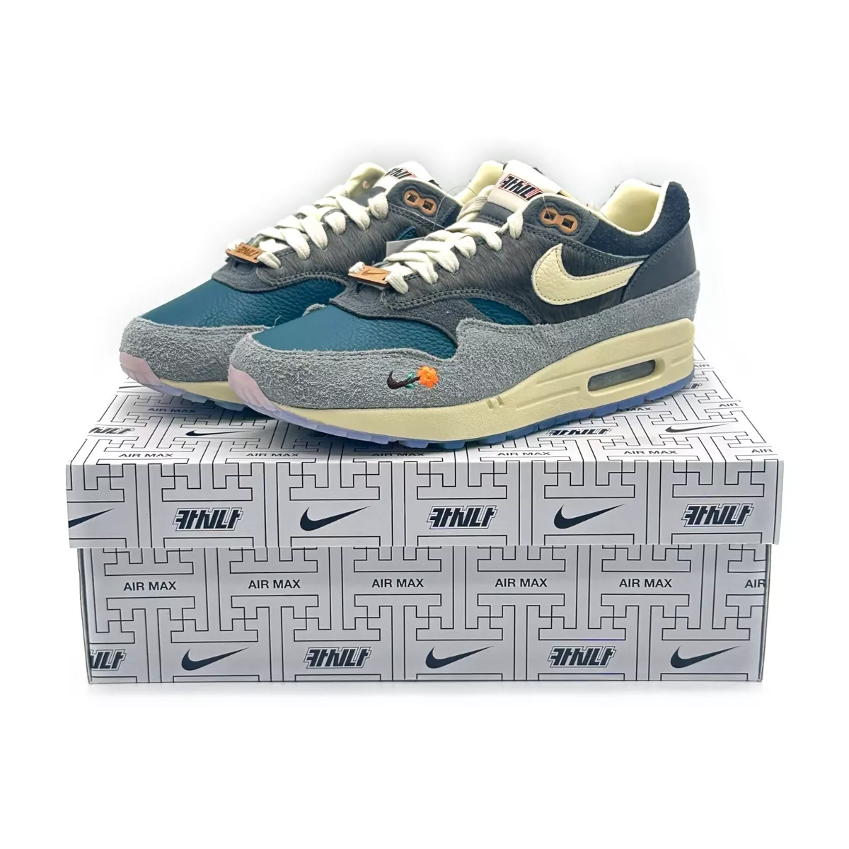 DQ8475-001 Kasina × Nike Air Max 1 Won-Ang Grey Dark Blue Teal