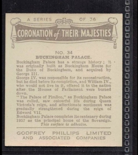 BUCKINGHAM PALACE - 80 + year old English Card # 34 - Picture 2 of 2