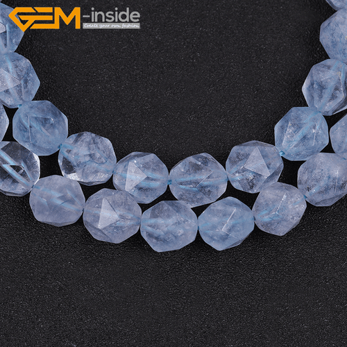 Faceted Blue Aquamarine Quartz Beads 15" Dyed Polygonal Crystal Beads Jewelry - Picture 31 of 33